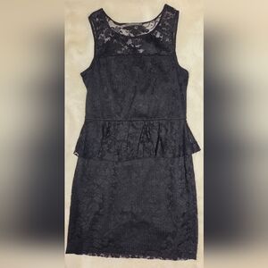Suzy Shier Black Lace Peplum Dress